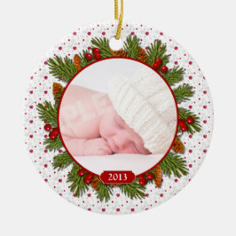 Red Pine koopt Holly Baby's eerste kerst Keramisch Ornament