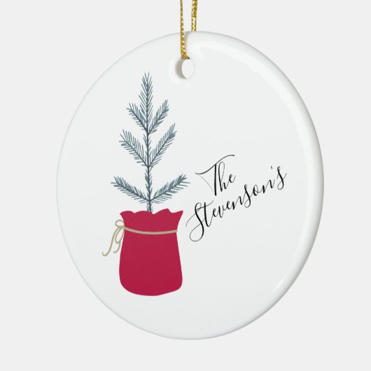 Red Pine Tree  naam Keramisch Ornament (Links)
