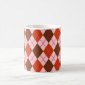 Red Pink and Brown Argyle Pattern Koffiemok (Center)