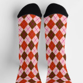 Red Pink and Brown Argyle Pattern Sokken (Top)