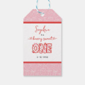 Red & Pink Berry Sweet One Girl 1st Birthday Cadeaulabel (Achterkant)