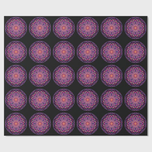 Red Pink Black Kaleidoscope Mandala Art Cadeaupapier (Vlak)