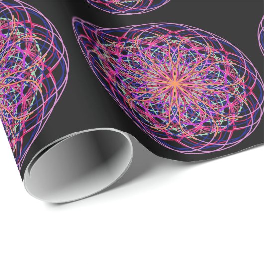 Red Pink Black Kaleidoscope Mandala Art Cadeaupapier (Rol Hoek)