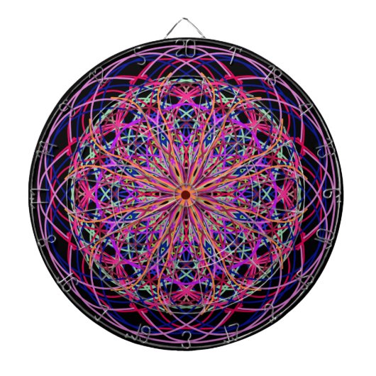 Red Pink Black Kaleidoscope Mandala Art Dartbord (Voorkant)