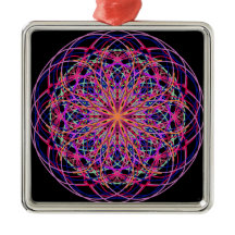 Red Pink Black Kaleidoscope Mandala Art