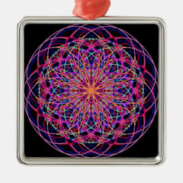 Red Pink Black Kaleidoscope Mandala Art Metalen Ornament