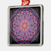 Red Pink Black Kaleidoscope Mandala Art Metalen Ornament (Links)