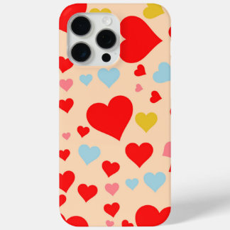 Red Pink Blue Colorful Cute Simple Heart Y2K Patte iPhone 15 Pro Max Hoesje