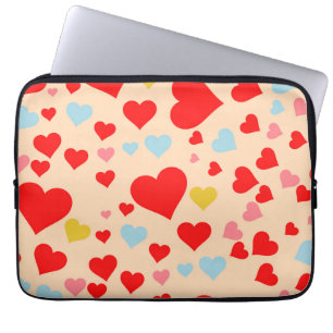 Red Pink Blue Colorful Simple Heart Y2K-patroon Laptop Sleeve