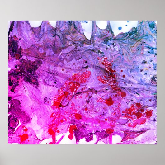 Red Pink Blue Paars Modern Abstract Art Trendy Poster (Voorkant)