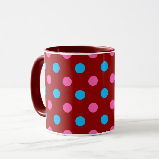 Red Pink Blue Polka Dot Pattern Mok (Voorkant links)