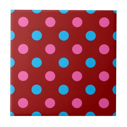 Red Pink Blue Polka Dot Pattern Tegeltje (Voorkant)
