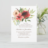 Red Pink Blush Floral Garden Christelijk bruiloft Kaart (Staand voorkant)