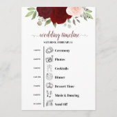 Red & Pink Boho Roses Wedding Events & Timeline Programmakaart (Achterkant)