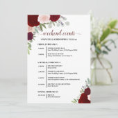 Red & Pink Boho Roses Wedding Events & Timeline Programmakaart (Staand voorkant)