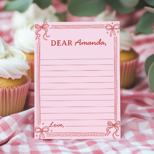 Red Pink Bow Cake Time Capsule Note Message Card Bedankkaart