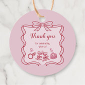Red Pink Bow Galentine's Party Bedankjes Labels