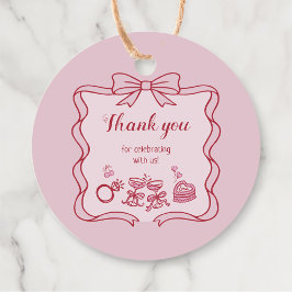 Red Pink Bow Galentine's Party Bedankjes Labels