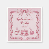 Red Pink Bow Galentine's Party Servet (Voorkant)