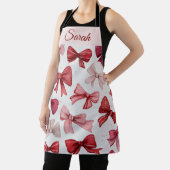 Red & Pink Bows Personalized Christmas Apron Schort (Insitu)