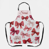 Red & Pink Bows Personalized Christmas Apron Schort (Voorkant)