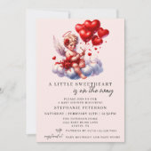 Red Pink Cherub A Little Sweetheart Baby Shower  Kaart (Voorkant)