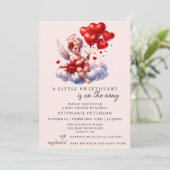 Red Pink Cherub A Little Sweetheart Baby Shower  Kaart (Staand voorkant)