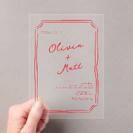 Red + Pink Colorful Wedding Invite Acryl Uitnodigingen