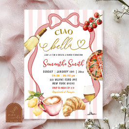 Red Pink Coquette Stripes Italy Ciao Bella Bridal Kaart