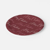Red Pink Cream Script Pattern Merry Christmas Papieren Bordje (Gekanteld)