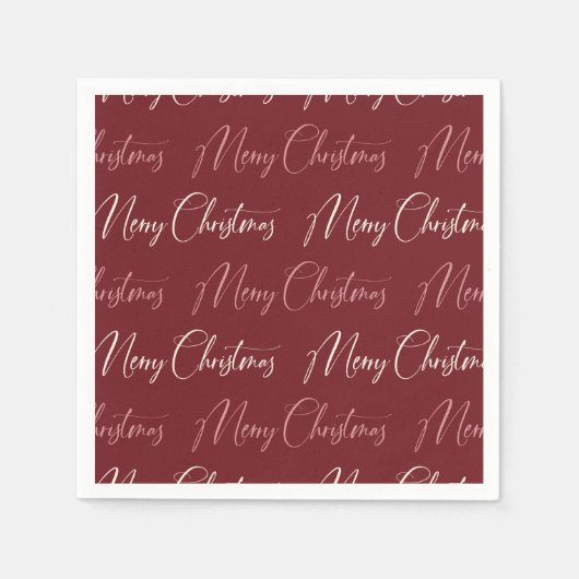 Red Pink Cream Script Pattern Merry Christmas Servet (Voorkant)