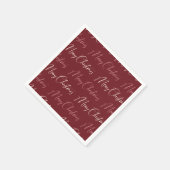 Red Pink Cream Script Pattern Merry Christmas Servet (Hoek)
