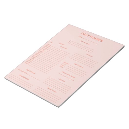 Red Pink Daily Planner & Tracker Notitieblok (Schuin)