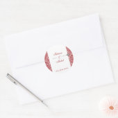 Red & Pink Damask Ronde Sticker (Envelop)