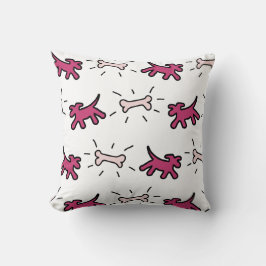 Red Pink Dog en Bone Graffiti Style Pillow 1 Kussen