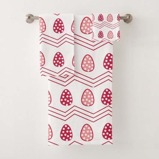 Red Pink Easter Eggs Easter Pattern Bad Handdoek (Insitu)