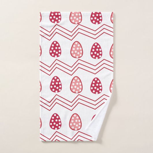 Red Pink Easter Eggs Easter Pattern Bad Handdoek (Handdoek)