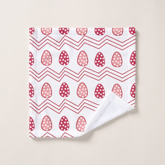 Red Pink Easter Eggs Easter Pattern Bad Handdoek (Wasdoekje)