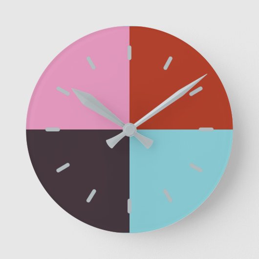 Red Pink Eggplant Blue Ronde Klok (Voorkant)