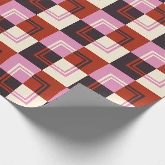 Red Pink Eggplant Ivory Cadeaupapier (Hoek)