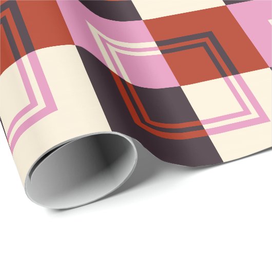 Red Pink Eggplant Ivory Cadeaupapier (Rol Hoek)