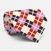 Red Pink Eggplant Ivory Pattern Stropdas (Opgerold)