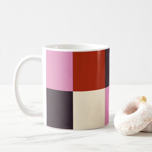 Red Pink Eggplant Ivory Stylish Koffiemok (Met donut)
