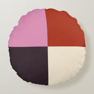 Red Pink Eggplant Ivory Stylish Rond Kussen