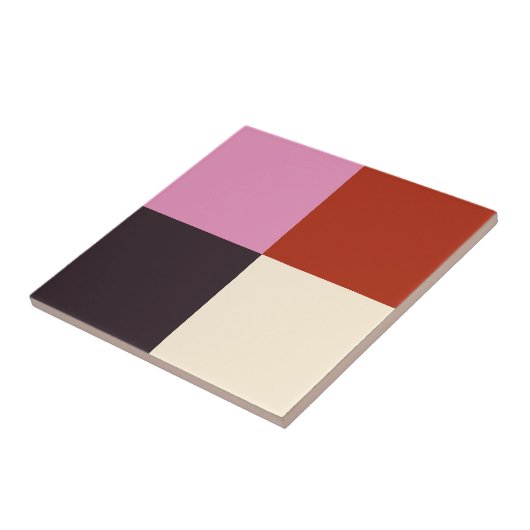 Red Pink Eggplant Ivory Tegeltje (Zijkant)