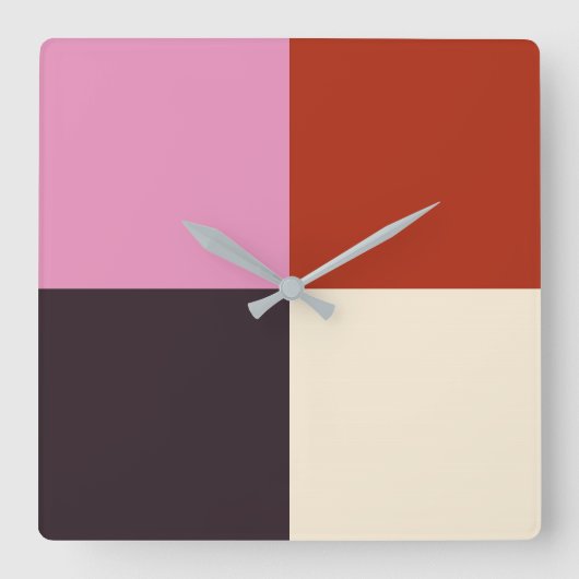 Red Pink Eggplant Ivory Vierkante Klok (Voorkant)