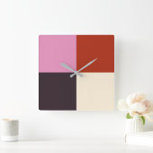 Red Pink Eggplant Ivory Vierkante Klok (Huis)