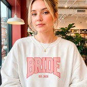 Red + Pink Faux Glitter BRIDE Varsity Letter Trui