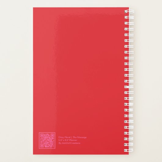 Red/Pink Floral Block Quote | Fully Customizable Planner (Achterkant)