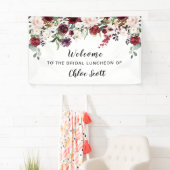 Red Pink Floral Bridal Luncheon Welkomstbanner Spandoek (Insitu)